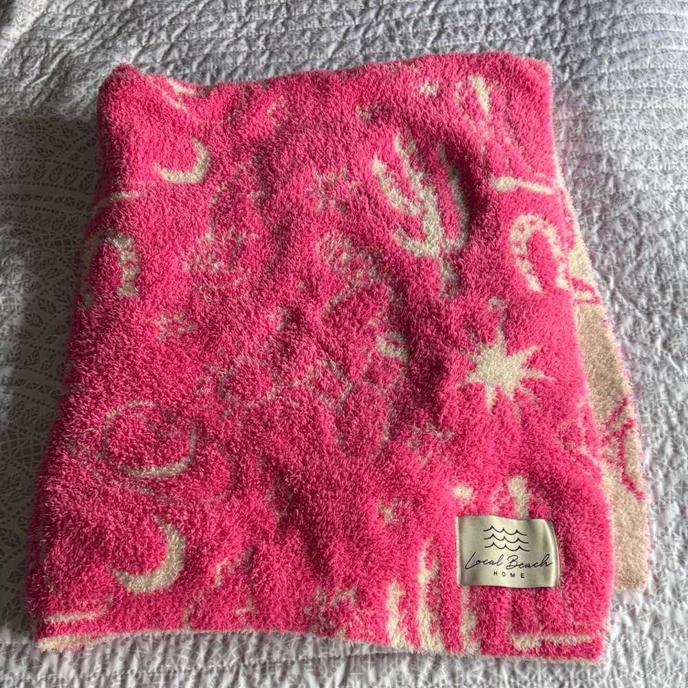 Local Beach Baby Western Luxe Blanket - Neon Pink/Cream